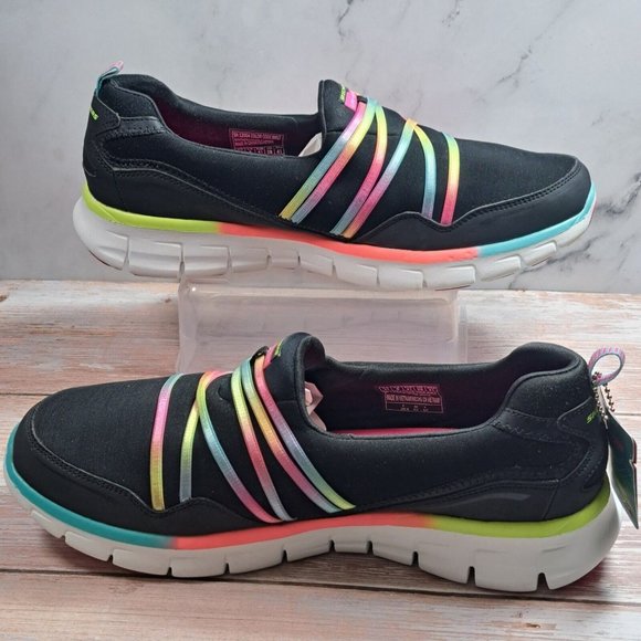 Skechers Black with Multicolor Stripes Athletic Shoes #126 - Picture 6 of 9